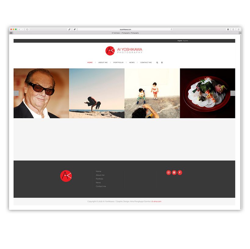 Ai Yoshikawa Photography. Diseño, programación web con customización de plantilla wordpress -1