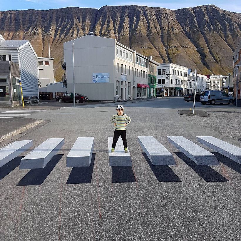 Islandia y los pasos de cebra 3D 3