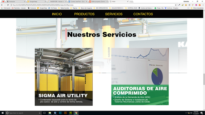 Mi Proyecto del curso: Diseño web responsive con Adobe Muse / Solinden Empresa de R.D 3