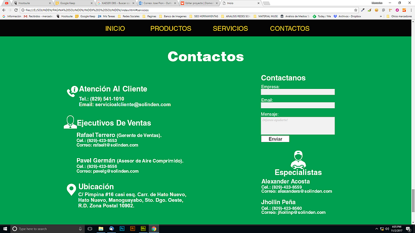 Mi Proyecto del curso: Diseño web responsive con Adobe Muse / Solinden Empresa de R.D 4