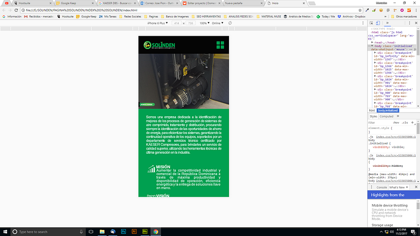 Mi Proyecto del curso: Diseño web responsive con Adobe Muse / Solinden Empresa de R.D 8