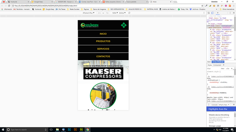 Mi Proyecto del curso: Diseño web responsive con Adobe Muse / Solinden Empresa de R.D 9