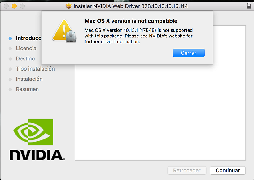 Problema CUDA + High Sierra 1