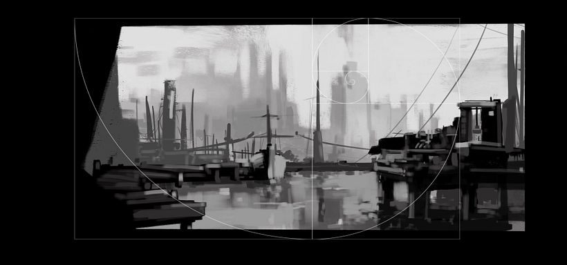 Puerto futurista pre-apocalíptico: Iniciación al concept art: diseñando el futuro - Ilustración tradicional