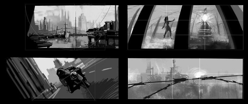 Puerto futurista pre-apocalíptico: Iniciación al concept art: diseñando el futuro - Ilustración tradicional