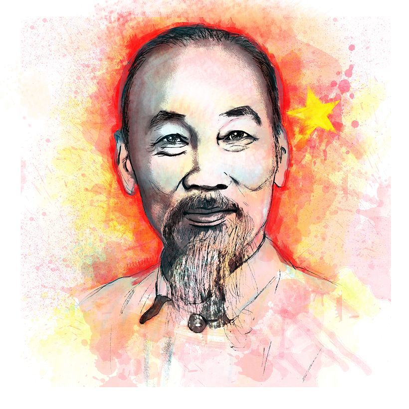 Retrato de Hồ Chí Minh, para el curso retrato ilustrado con photoshop 0