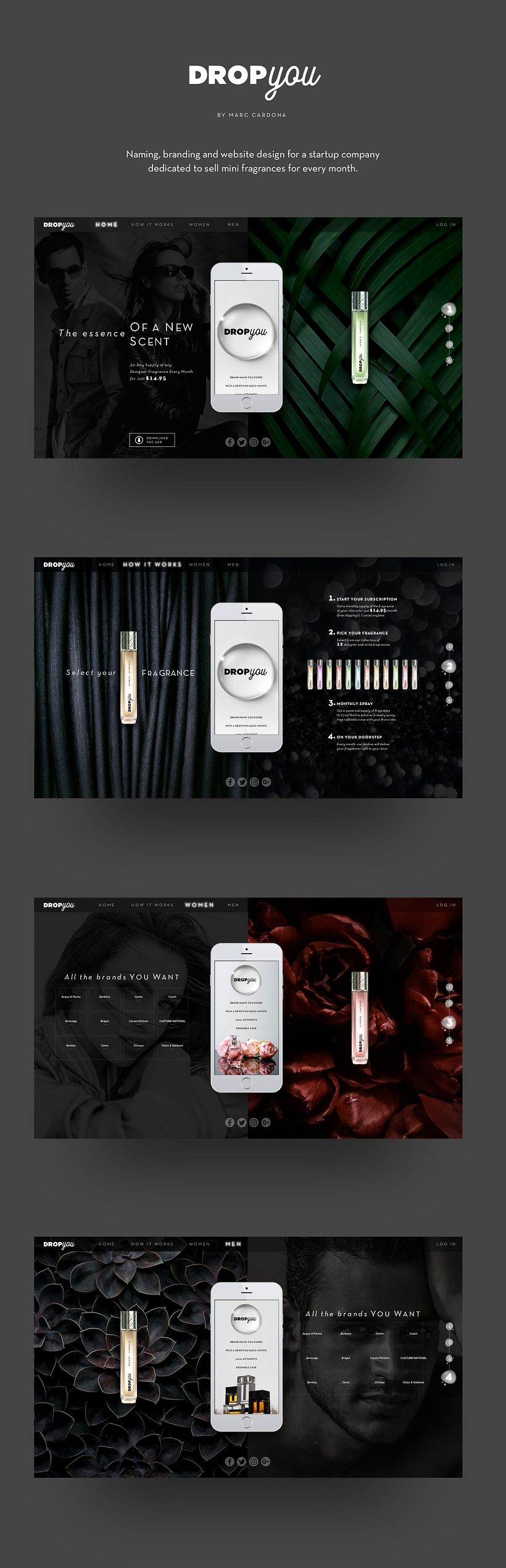 Naming, branding y diseño web para una startup dedicada a vender mini fragancias para cada mes del año. 0