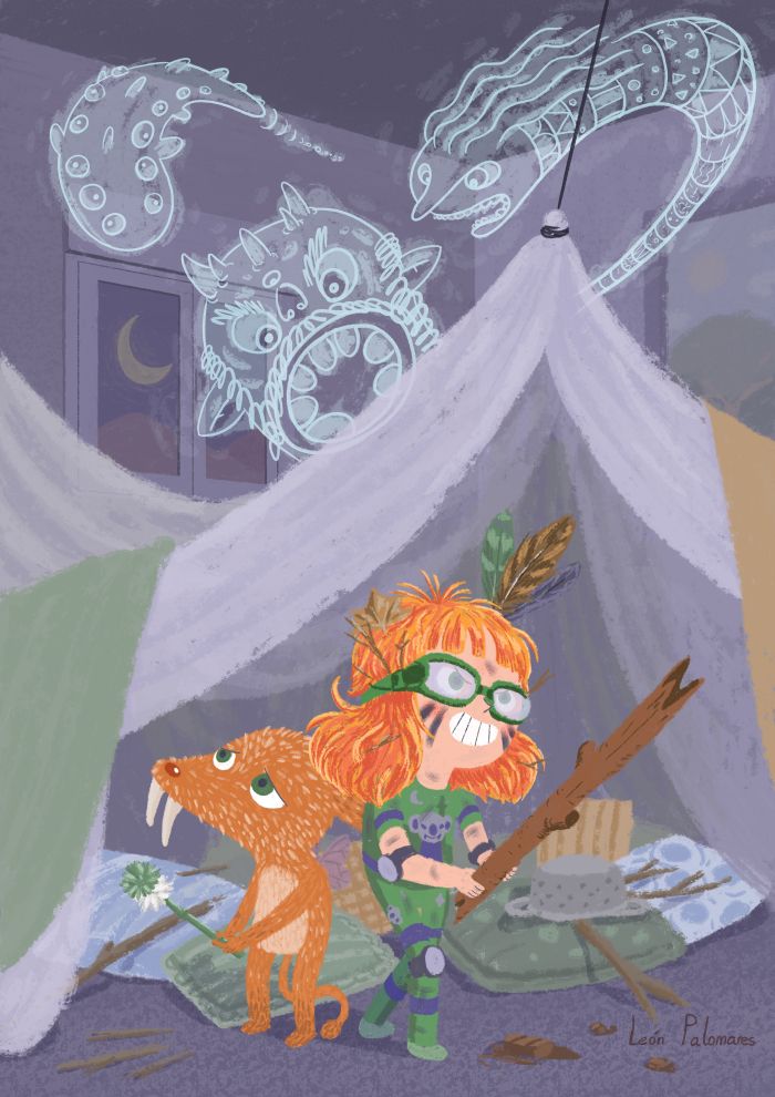 Ana the brave and mister Baxter. - Illustrazione tradizionale