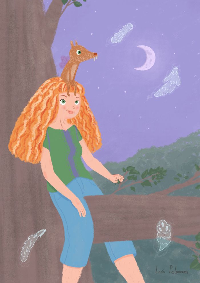 Ana the brave and mister Baxter. - Illustrazione tradizionale