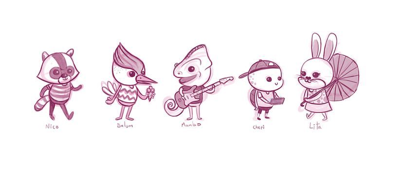 Mi Proyecto del curso: Técnicas creativas de diseño e ilustración de personajes (Caramba Friends) - Ilustración tradicional