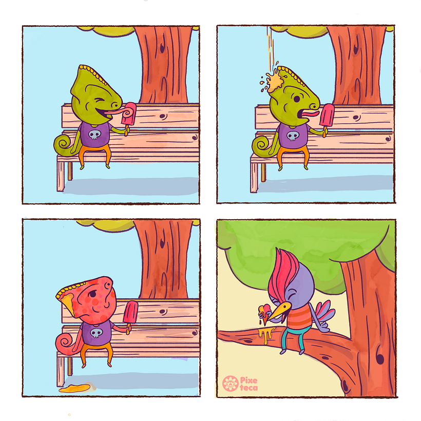 Mi Proyecto del curso: Técnicas creativas de diseño e ilustración de personajes (Caramba Friends) - Ilustración tradicional