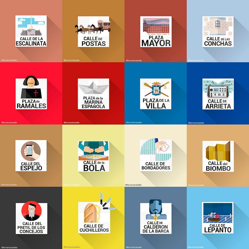 Placas de las calles de Madrid en Flat design -1