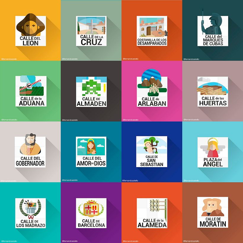 Placas de las calles de Madrid en Flat design 0