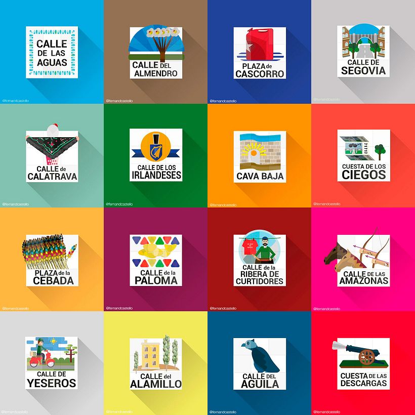 Placas de las calles de Madrid en Flat design 1