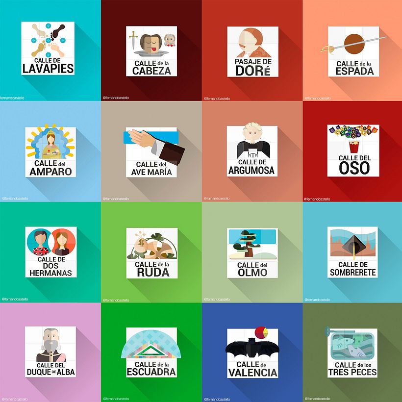 Placas de las calles de Madrid en Flat design 2