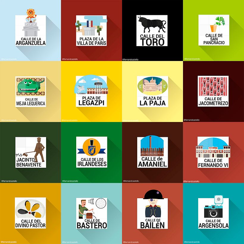 Placas de las calles de Madrid en Flat design 4