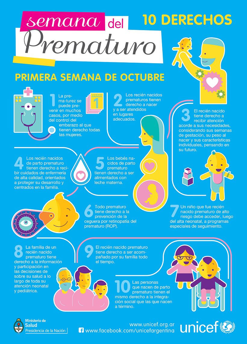 Afiche, ilustraciones y animaciones para "La semana del prematuro" 1