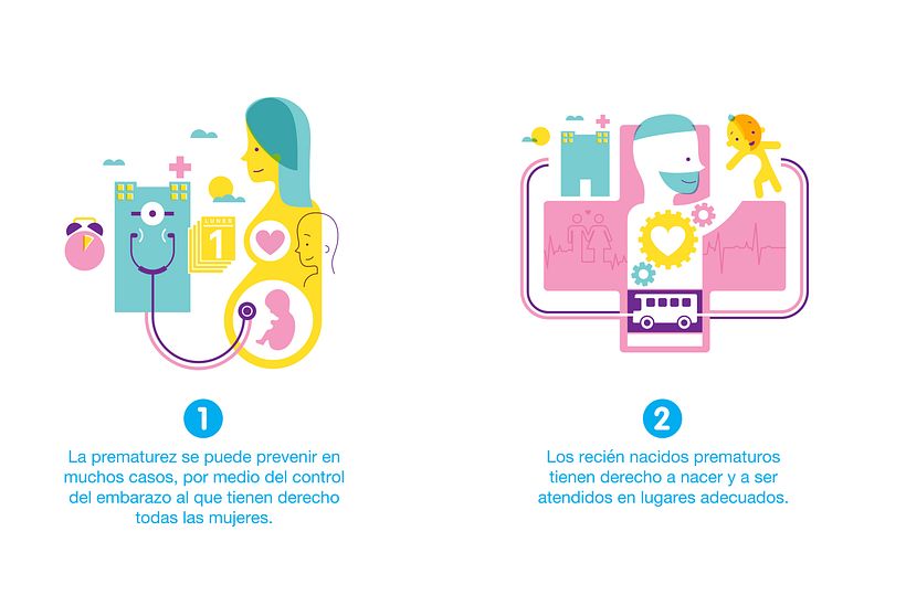 Afiche, ilustraciones y animaciones para "La semana del prematuro" 2
