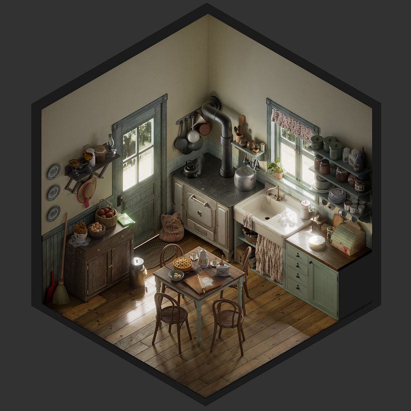 Vintage kitchen - Isometric -1