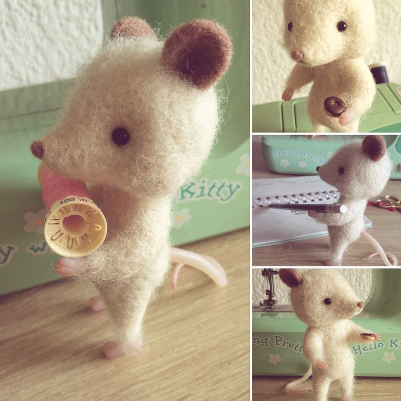 Ratón realizado en Needle felting y Plastilina polimérica 1