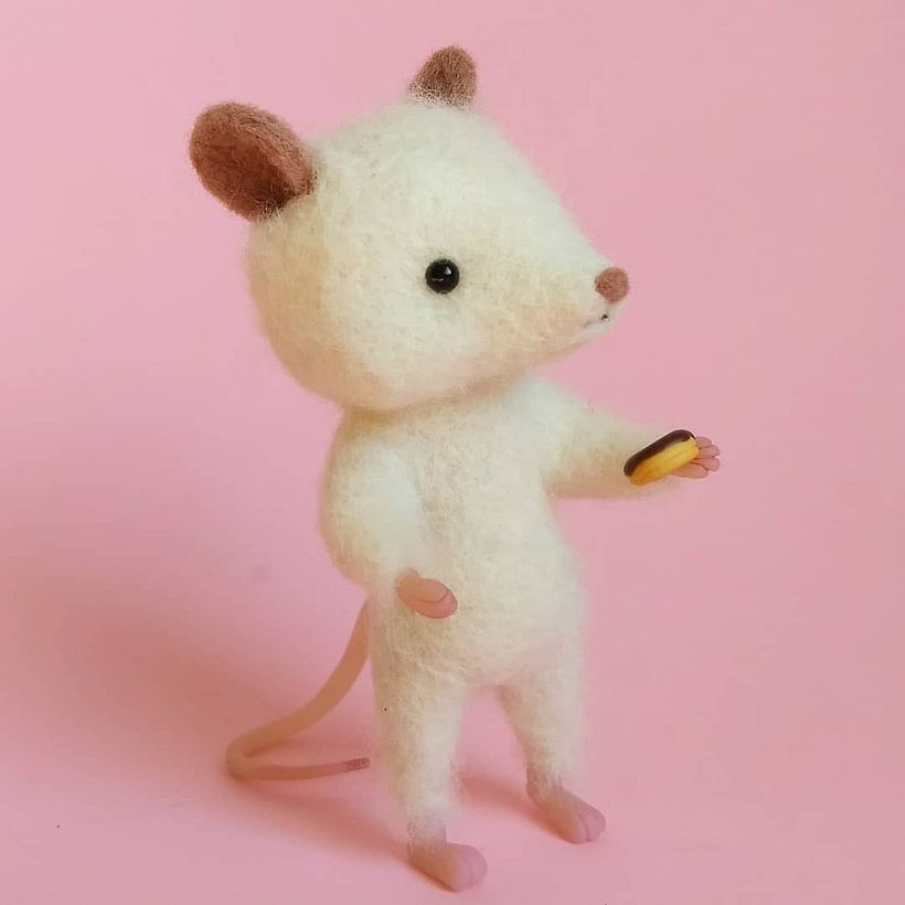 Ratón realizado en Needle felting y Plastilina polimérica 10
