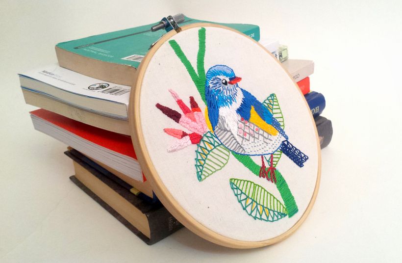 Ilustrando con hilo y aguja: Blue Bird -1