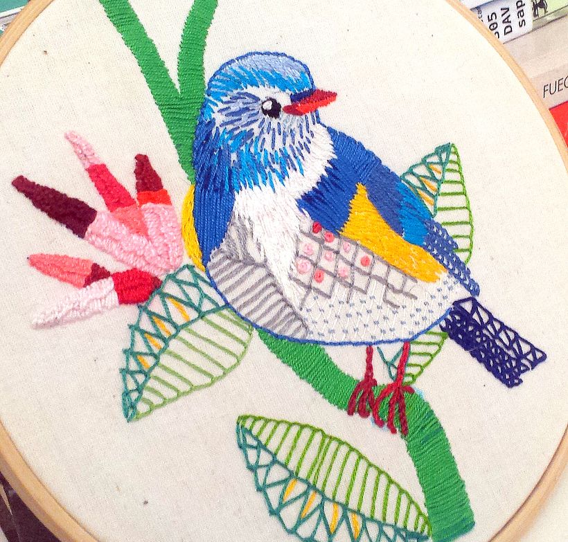 Ilustrando con hilo y aguja: Blue Bird 0