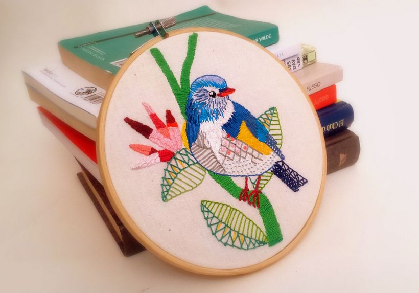 Ilustrando con hilo y aguja: Blue Bird 1