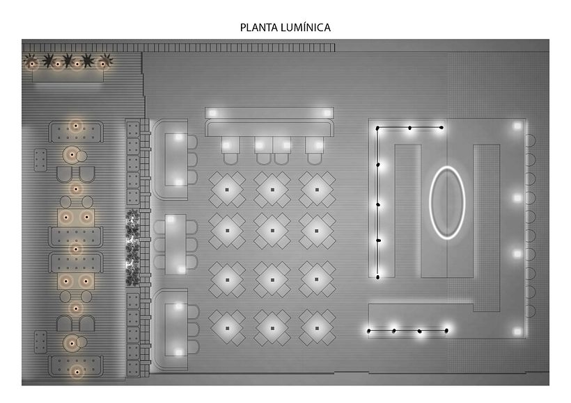 | REPRESENTACIÓN DE LUZ | Proyecto Iluminación Restaurante 2