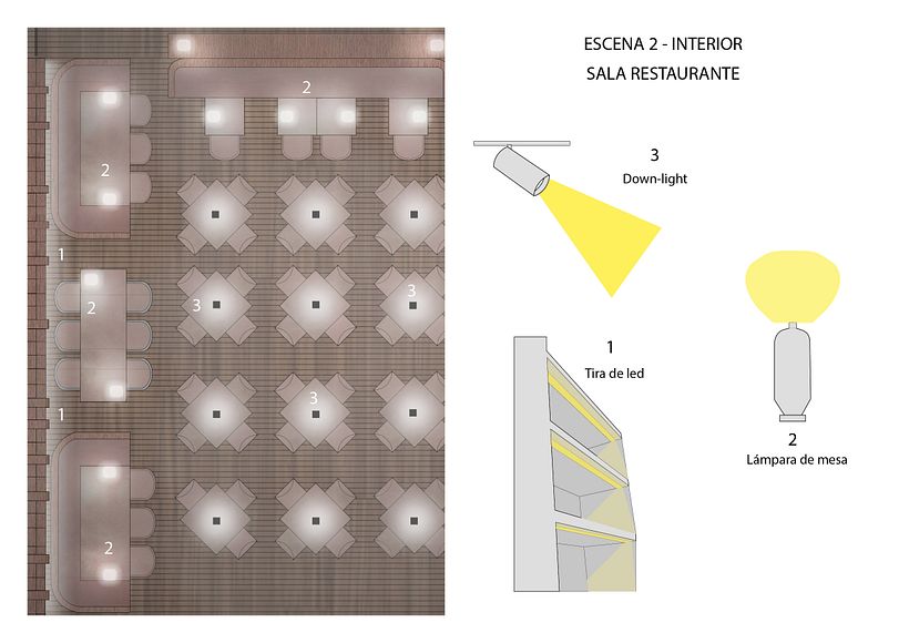 | REPRESENTACIÓN DE LUZ | Proyecto Iluminación Restaurante 12