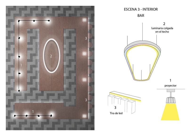 | REPRESENTACIÓN DE LUZ | Proyecto Iluminación Restaurante 17