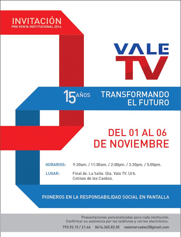 Pre-venta Institucional 2014  Vale TV 20