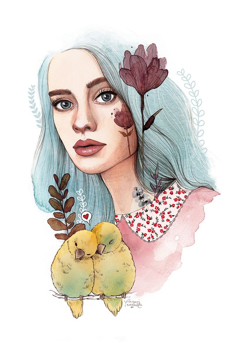 Mi Proyecto del curso: Retrato ilustrado en acuarela -1
