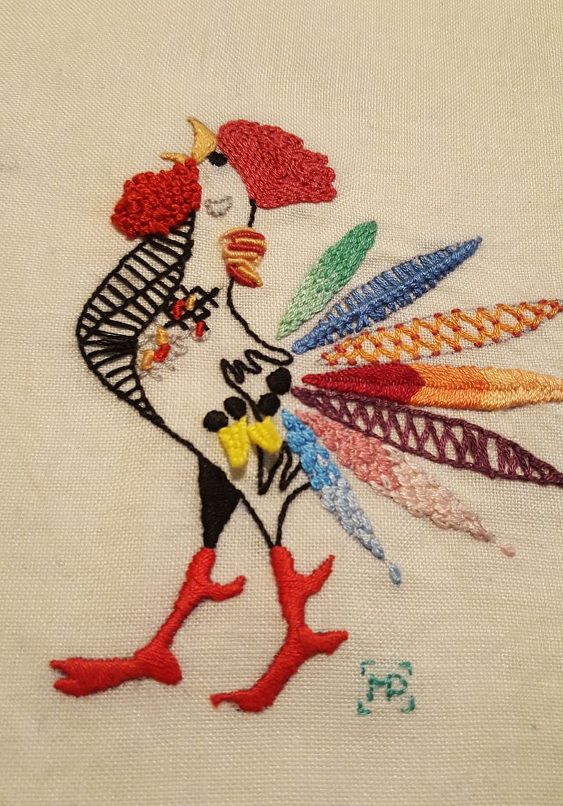 Otro gallo más del curso de bordado de Yolanda Andrés! 1