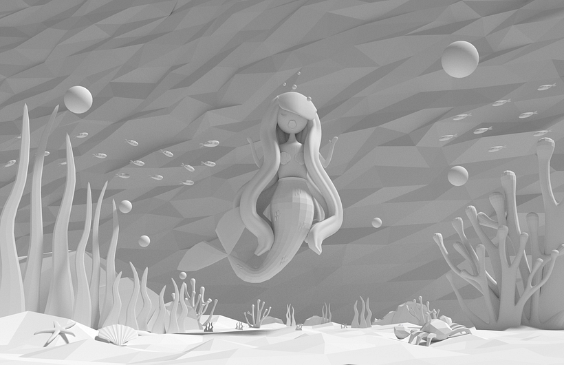 LOWPOLY SCENE-THE BRAND NEW LITTLE MERMAID 1