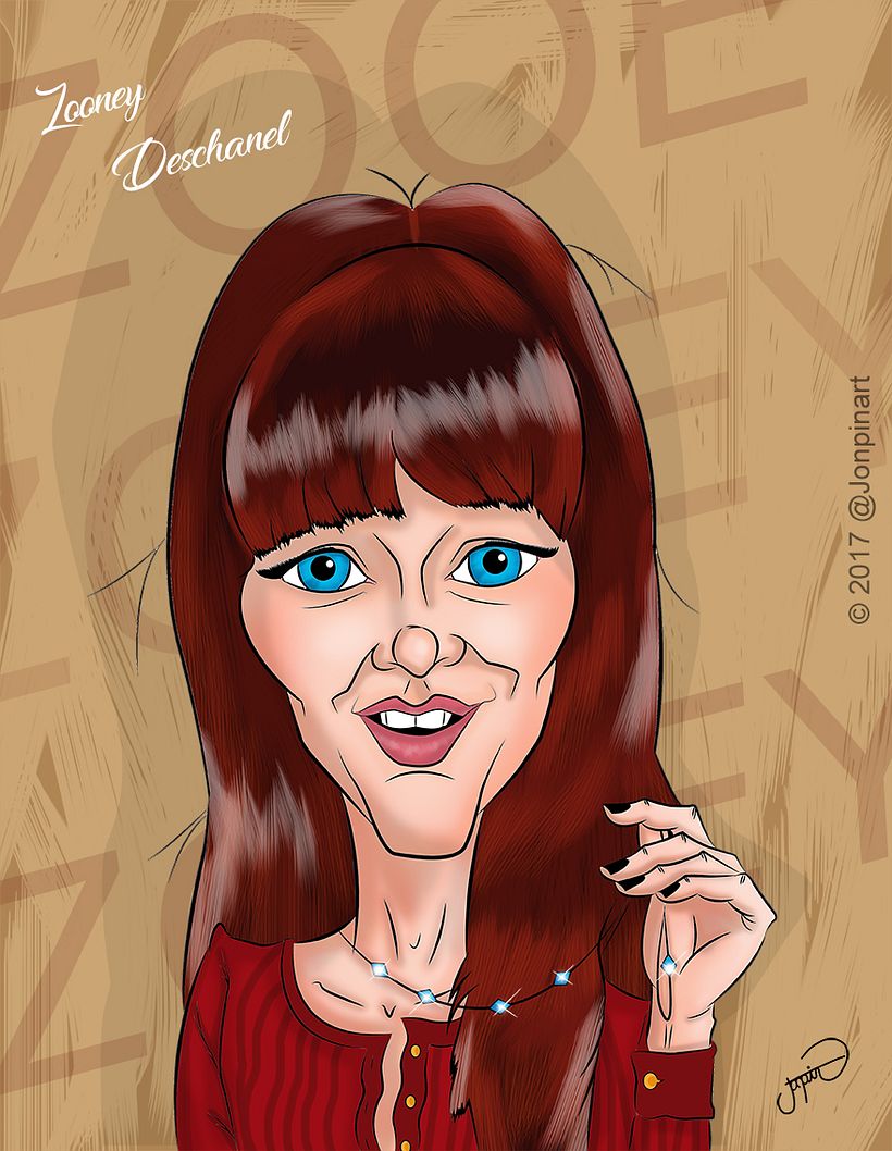 zooney deschanel caricature -1