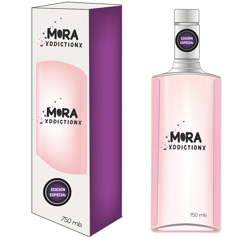 Troquel, caja y botella de Mora XdicctionX  0