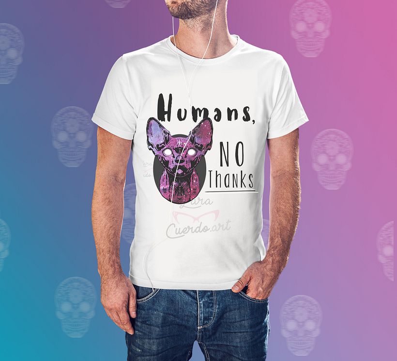 Print y mockup "Humans, no thanks" 1