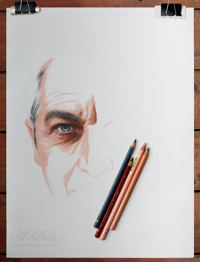 Ricardo Darín en Lápices de Colores - Traditional illustration