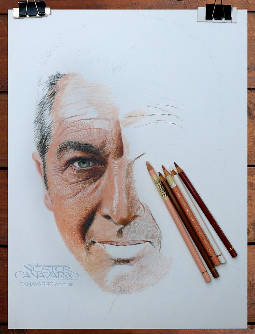 Ricardo Darín en Lápices de Colores - Traditional illustration