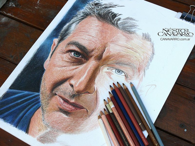 Ricardo Darín en Lápices de Colores - Traditional illustration