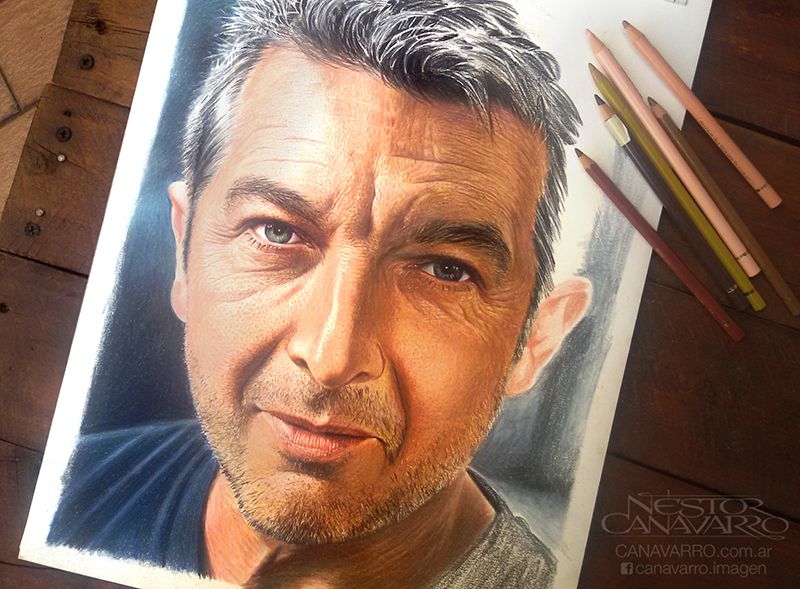 Ricardo Darín en Lápices de Colores - Traditional illustration