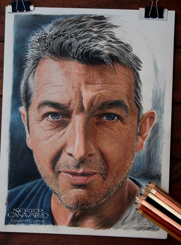 Ricardo Darín en Lápices de Colores - Traditional illustration