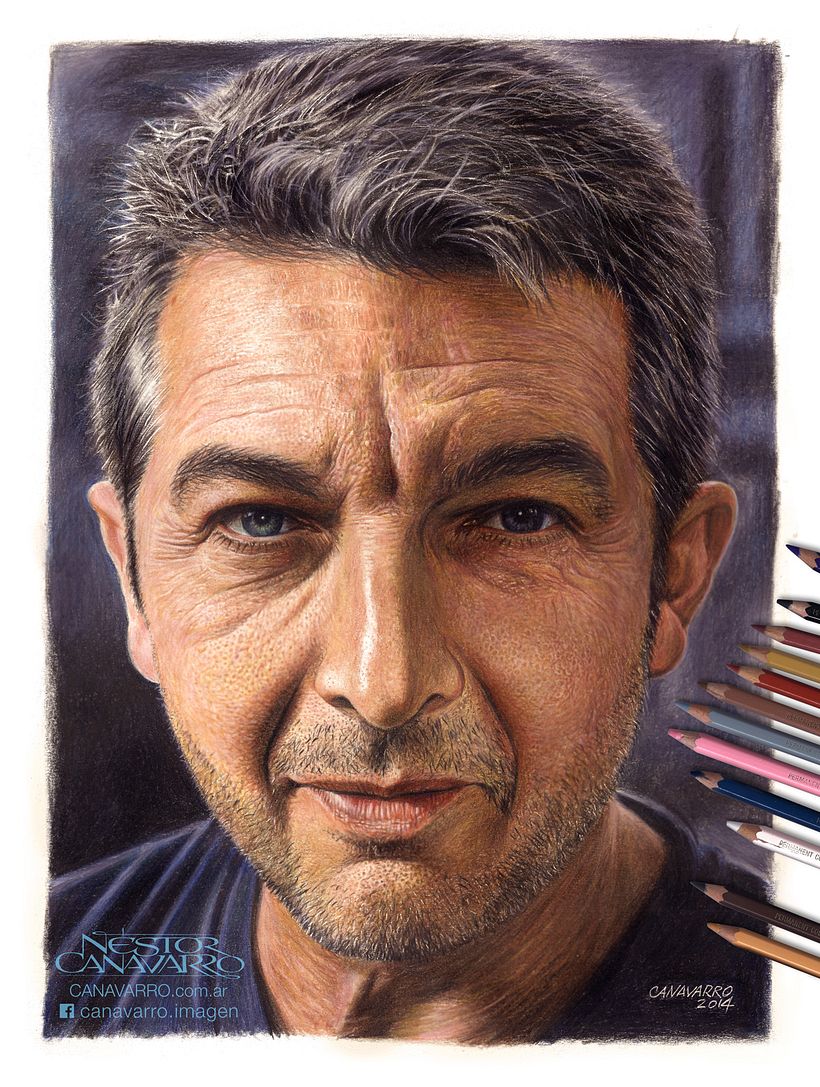Ricardo Darín en Lápices de Colores  - Traditional illustration