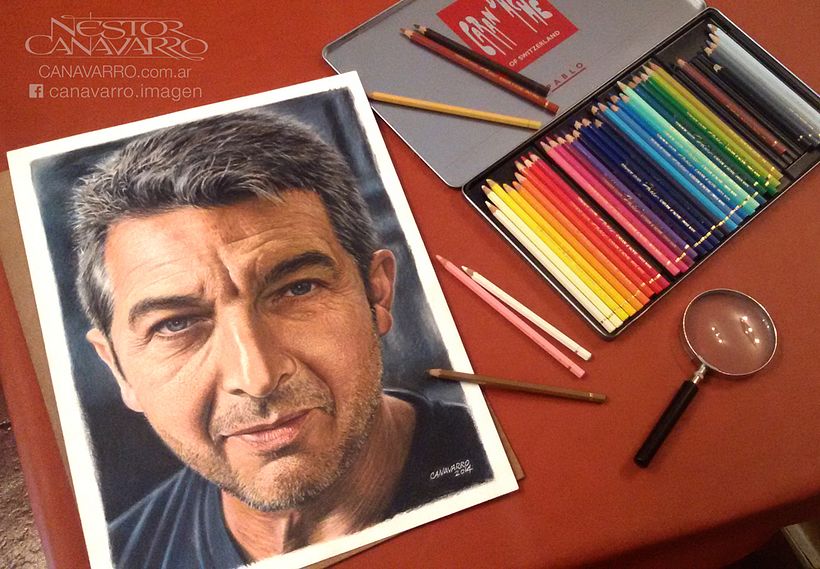Ricardo Darín en Lápices de Colores - Traditional illustration