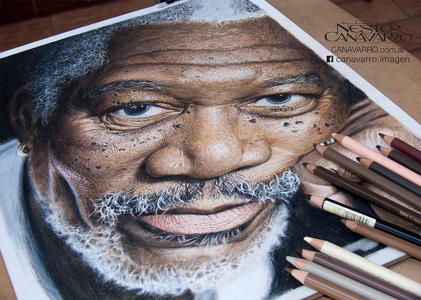 Morgan Freeman in kleurpotloden 4
