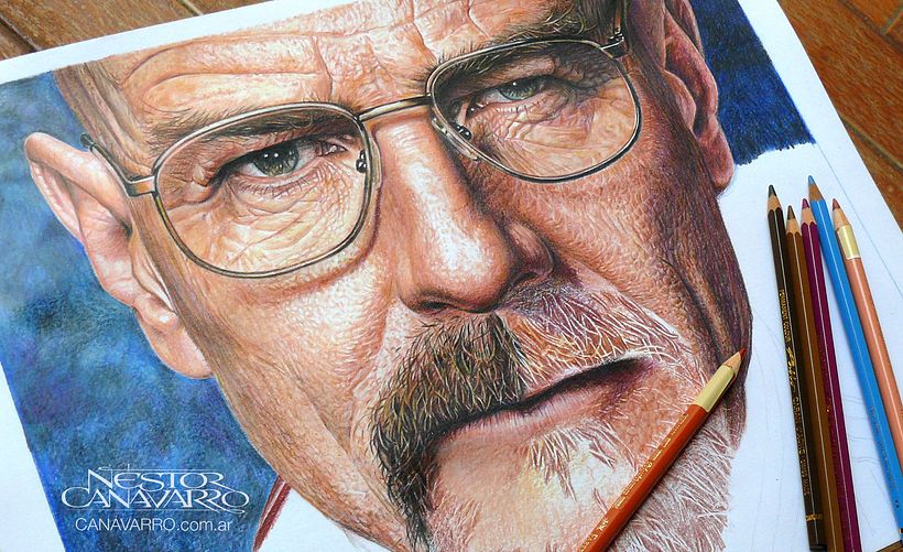 Bryan Cranston (Walter White). Lápices de Colores sobre papel - Ilustración tradicional