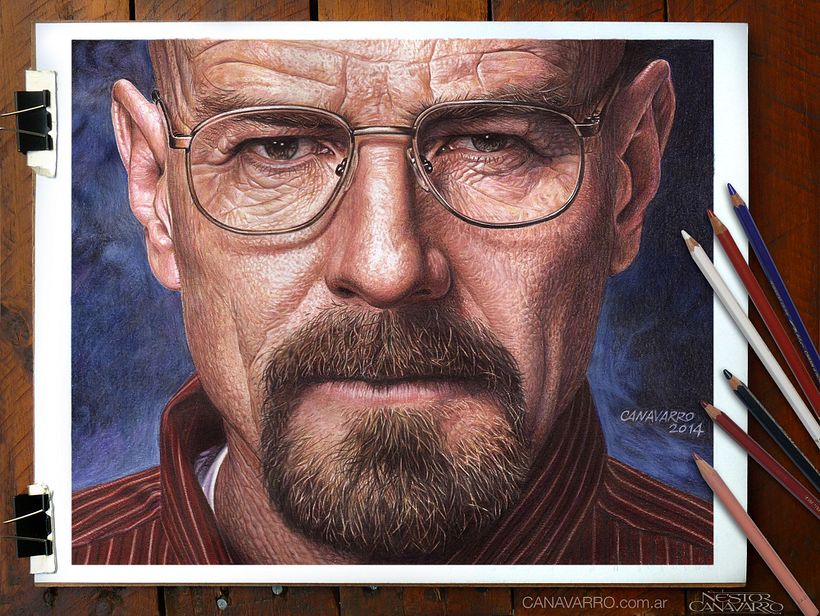 Bryan Cranston (Walter White). Lápices de Colores sobre papel - Ilustración tradicional