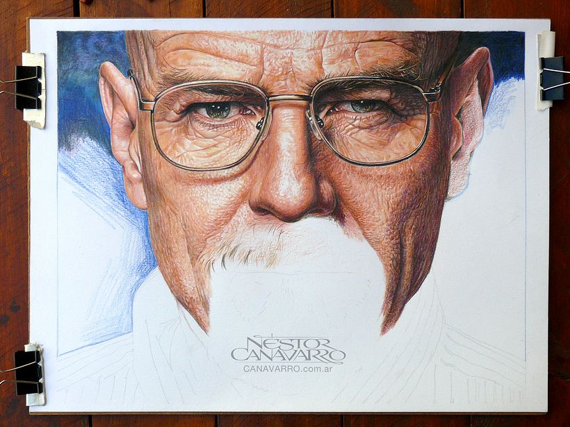Bryan Cranston (Walter White). Lápices de Colores sobre papel - Ilustración tradicional