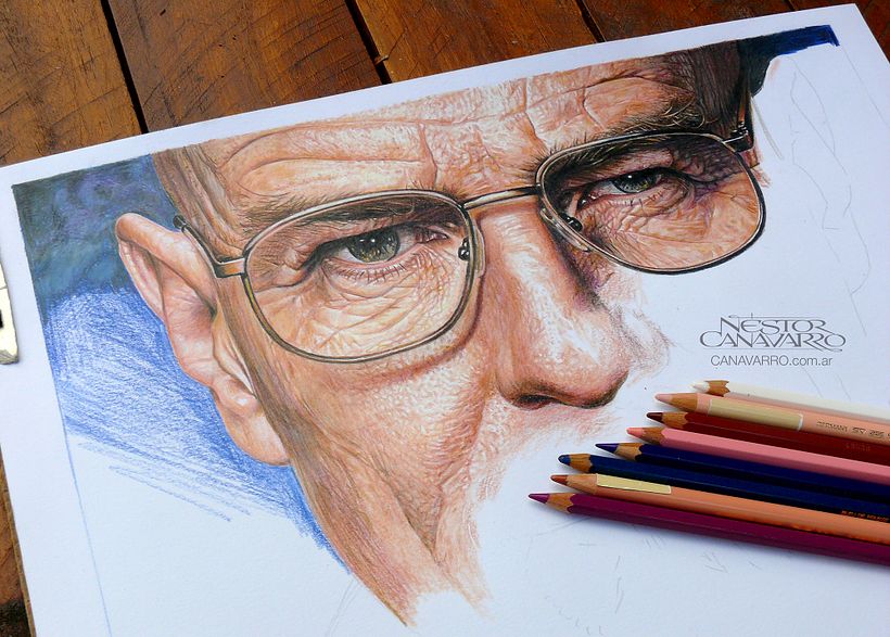 Bryan Cranston (Walter White). Lápices de Colores sobre papel - Ilustración tradicional